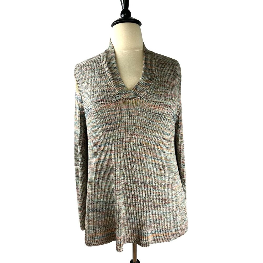 J. Jill Sweater Multicolor Knit V-Neck Long Sleeve Pullover , Women's Size 2X